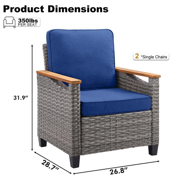 English Elm 73.2" Outdoor Handwoven Rattan 3 Seat Sofa with Olefin Cushions for Porch or Patio T3773P418282