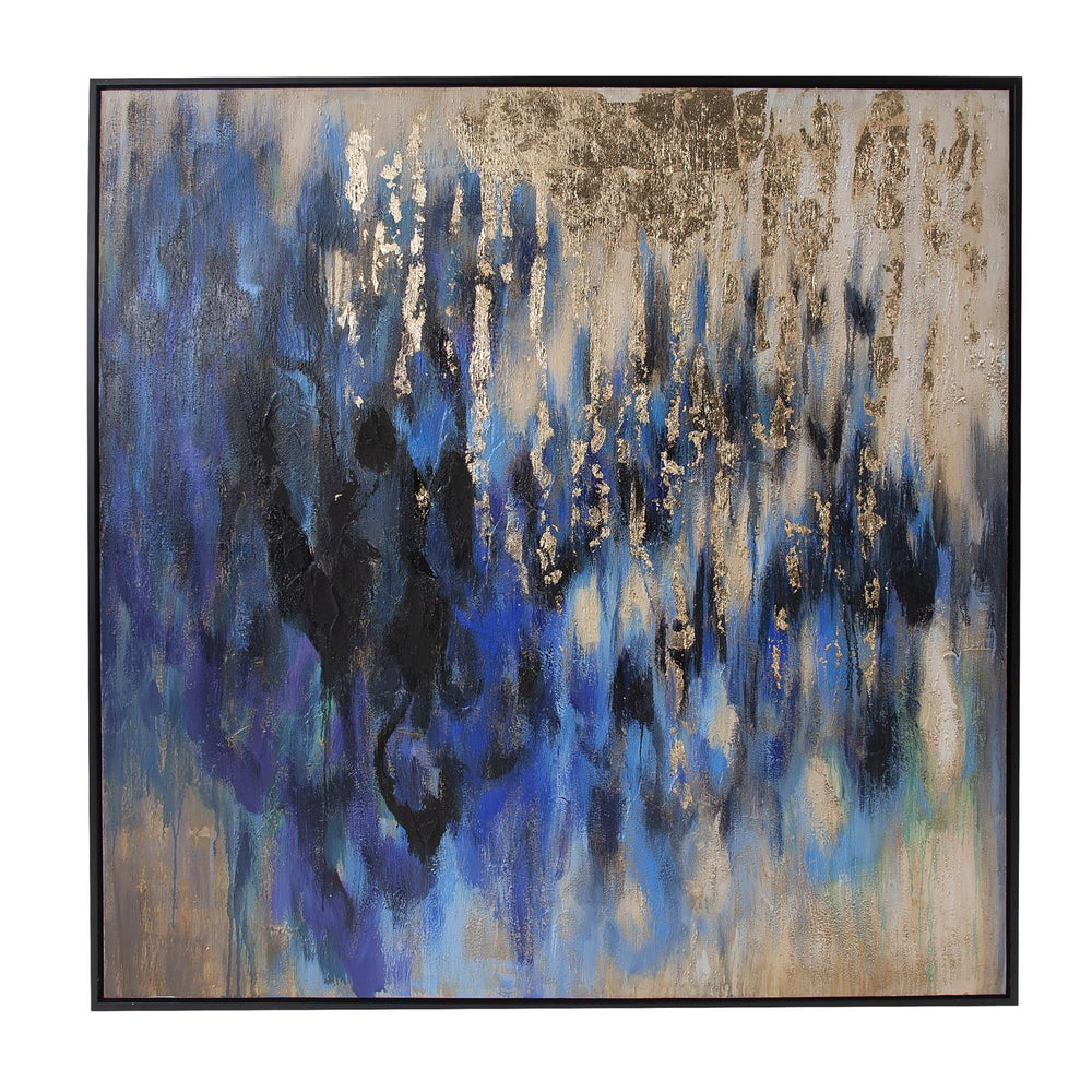 Howard Elliott Golden Iris Hand Painted Canvas Art – Vibrant Floral Beauty In Black Floating Frame For Home Decor Blue Canvas ,Wood 92360-howard-elliott