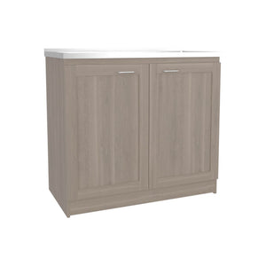 English Elm Zurich Freestanding Utility Sink with Black Cabinet Two Shelves for Laundry Garage B070S00370