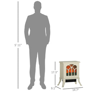 English Elm HOMCOM Freestanding Electric Fireplace Stove with Realistic Flame, 750/1500W Heat, Safety Features Beige W2225P229240