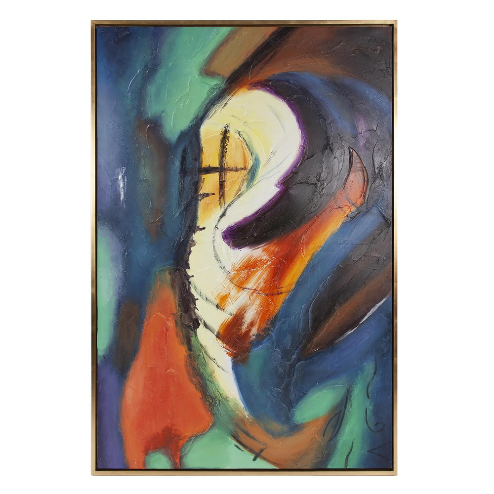 Howard Elliott Color Explosion Hand Painted Canvas Art - Vibrant Texture & Unique Design In Floating Gold Frame Blue Canvas ,Wood 92365-howard-elliott