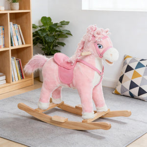 English Elm Dinosaur Plush Rocking Toy for Toddlers with Sound Effects and Wooden Base T3971P442065