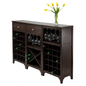 Winsome Wood Ancona 3-piece Modular Wine Cabinet Set In Espresso – Stylish Storage For Wine Bottles & Glasses Espresso Solid ,Composite Wood 92367-winsome-wood