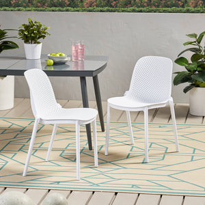 English Elm Christopher Knight Home® - IVY Outdoor Dining Chair with Weather-Resistant Polypropylene, Perforated Modern Design & Durable Frame White 33.5 L x 23.5 W x 20.3 H 68520.00WHI