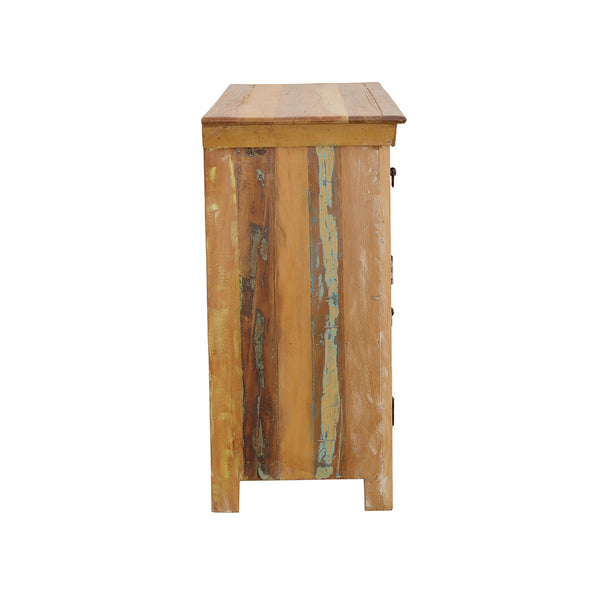 English Elm Mankato Reclaimed Wood farmhouse industrial 3-drawer 3-door accent cabinet with distressed charm and storage B062P353467