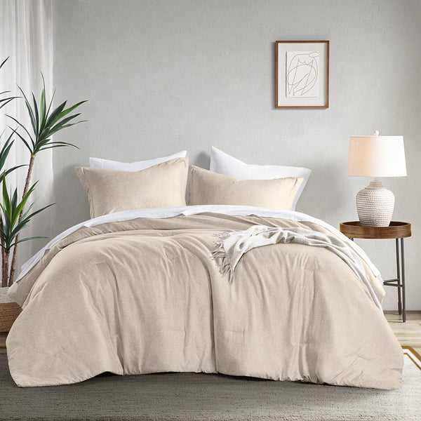 JLA Home Comfort Spaces - Chambray Denim-Inspired Microfiber Comforter Set — Lightweight, Oeko-Tex Certified, Year-Round Cozy Texture Neutral AM10-0065