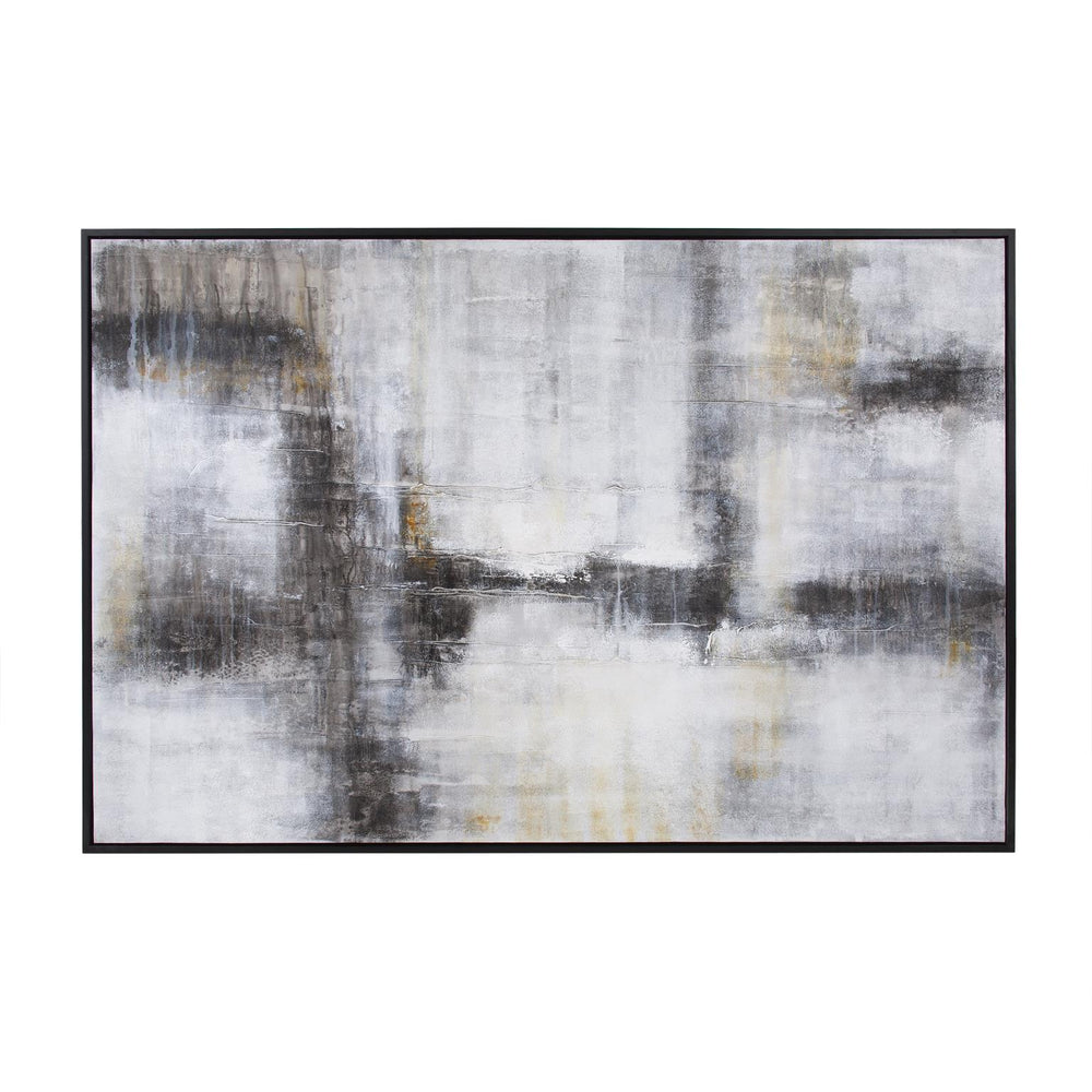 Howard Elliott Flow Of Life - Intricate Abstract Wall Art With Textured Layers And Black Floating Frame For Introspection Gray Canvas ,Wood 92374-howard-elliott