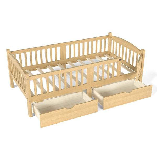 English Elm Metal Twin Over Full Bunk Bed White Steel Frame Space Saving Slat Support for Teens Natural W1580P383110
