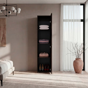English Elm Kotlik Slim Dark Walnut Wardrobe with Four Shelves for Bedroom or Entryway B097P480461