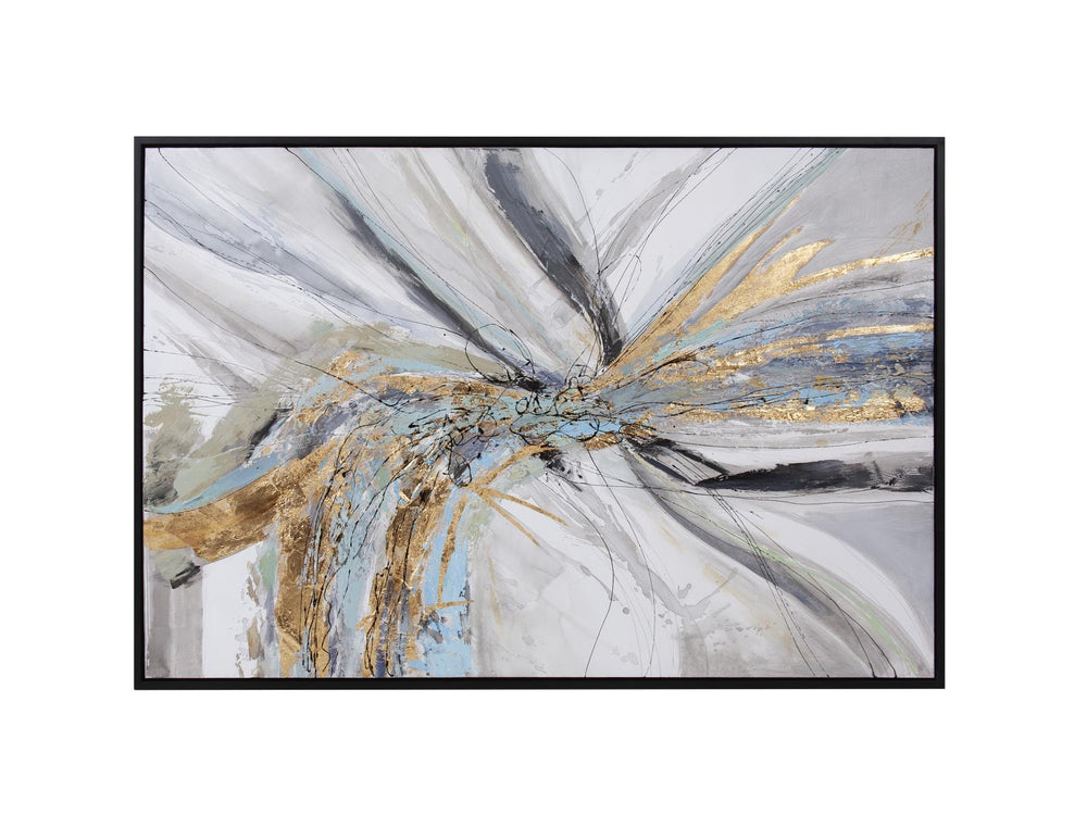 Howard Elliott Eruption Of Color - Vibrant Abstract Wall Art With Gold Leaf For Dynamic Home Decor And Style Gray Canvas ,Wood 92387-howard-elliott