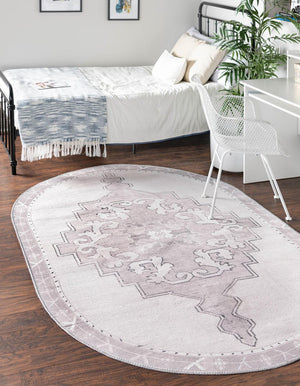 Unique Loom Timeless Thomas Machine Made Medallion Rug White Gray, Black/Ivory/Gray 5' 1" x 8' 0"