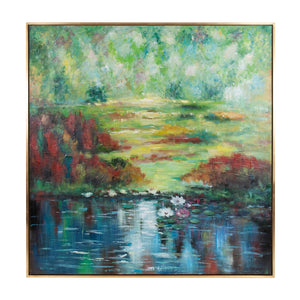 Howard Elliott Where Is Monet? Discover A Stunning Tribute To Impressionist Art With Lush Garden And Pond Details Green Canvas ,Wood 92397-howard-elliott