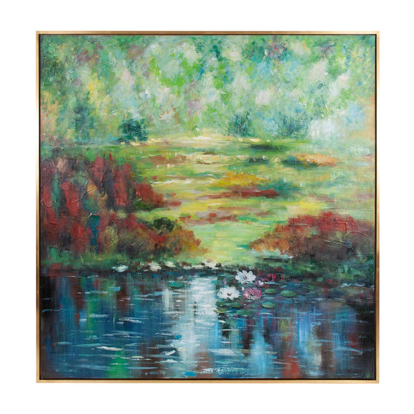Howard Elliott Where Is Monet? Discover A Stunning Tribute To Impressionist Art With Lush Garden And Pond Details Green Canvas ,Wood 92397-howard-elliott