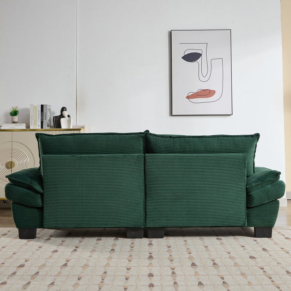 English Elm Corduroy Modern Sofa Sleeper Loveseat with Double-Layer Cushions, Two Pillows, Sturdy Frame 84" Green W676P227343