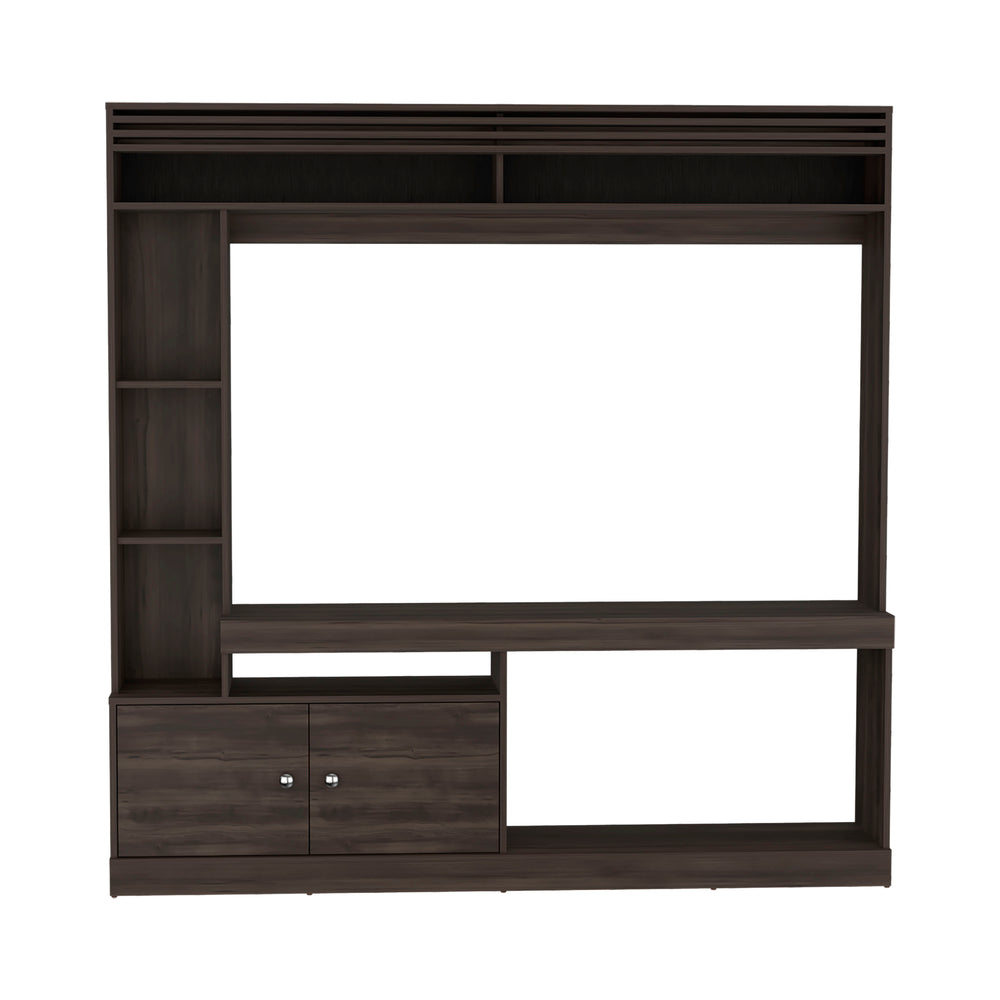 English Elm Dante 71" Wide Freestanding Entertainment Center with 8 Shelves, Cabinet & TV Space for 59" Screens B070S00358