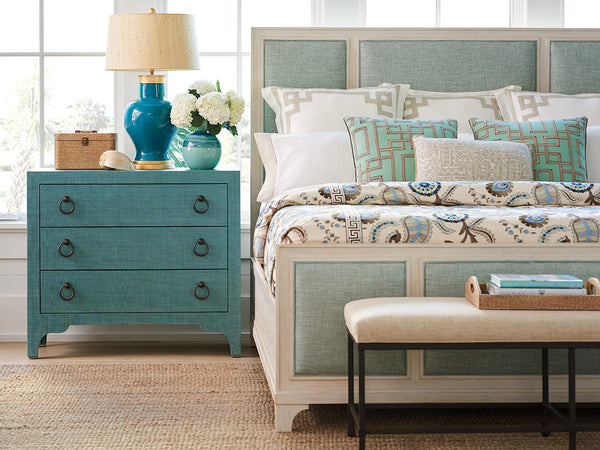 Lexington Barclay Butera Balboa Island Raffia Hall Chest - Elegant Coastal Design With 3 Drawers And Protective Glass Top Seaglass  923-974