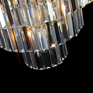English Elm 20" K9 Crystal Tiered Chandelier 7 Light Gold Frame Glam Pendant for Dining Foyer W2312P415969