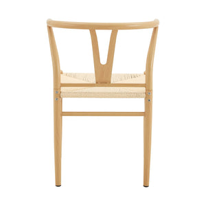 English Elm Table and Chair Set Round Stone Look Top with Six Wishbone Iron Dining Chairs W2920S00154