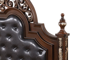 English Elm Lyon King Bed In Rich Cherry - Elegant Design With Tufted Headboard & Hand-Painted Gold Accents B078S00603