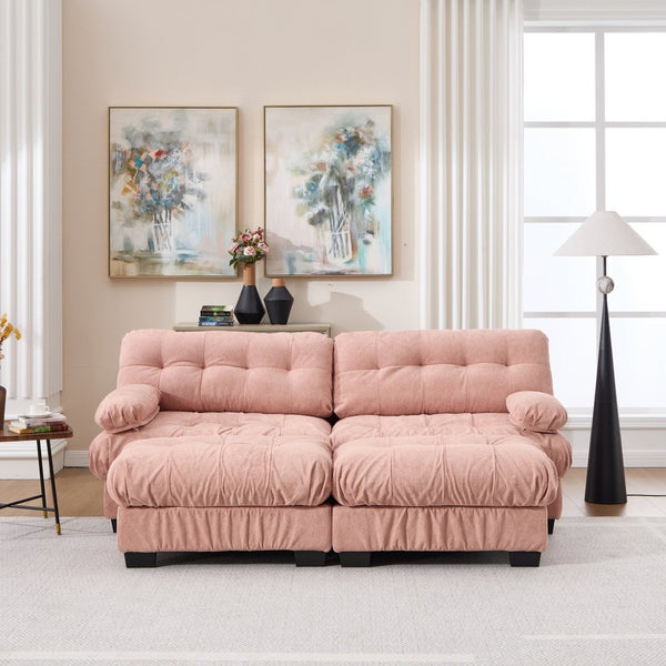 English Elm U Shaped Modular Sectional Sofa Flannelette Cloud Couch Deep Seat Plush Living Room Pink W2120S00028