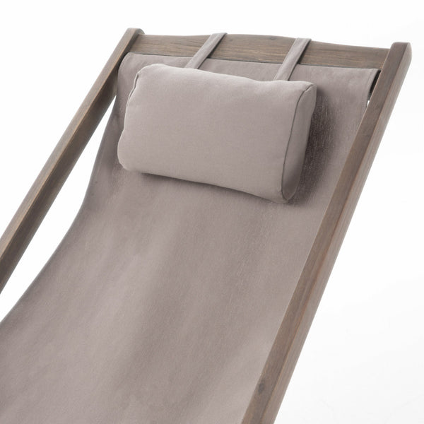 English Elm Christopher Knight Home® - NIKKI Sling Chair with Head Pillow — Portable Wood Frame Beach & Pool Lounger, Durable Polyester Fabric Grey 57 L x 26.75 W x 8.25 H 60059.00FEU