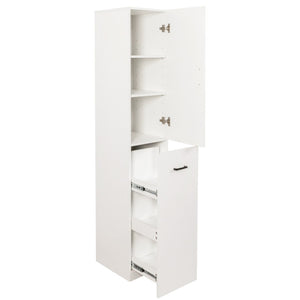 English Elm Kitchen Pantry Cabinet Freestanding Tall Storage with Pull Out Shelves Slim White Design W331P373803