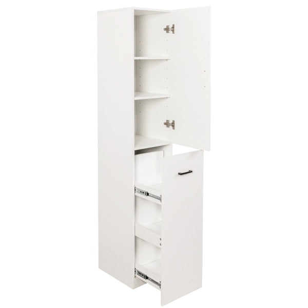 English Elm Kitchen Pantry Cabinet Freestanding Tall Storage with Pull Out Shelves Slim White Design W331P373803