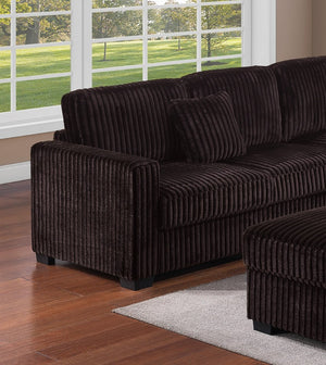 English Elm 4pc Jumbo Corduroy Sectional Set with Ottoman Square Arms Living Room Seating B011S02201