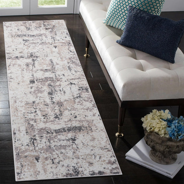 English Elm Loom & Luxe 2X8 Area Rug - Cream & Brown Abstract Design For Stylish, Low-Maintenance Home Decor B335P289498