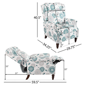 English Elm Christopher Knight Home® - 29.75" Push Back Recliner Chair with Wingback Design, Gourd Wooden Legs, Polyester Upholstery, Cozy Comfort White N763P201072Z