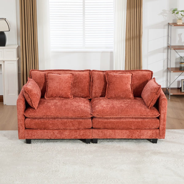 English Elm Cloud Loveseat Modern Sectional with Chenille Upholstery for a Cozy Living Space Orange W1143S00059