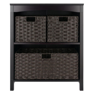 Winsome Wood Terrace 4-piece Storage Shelf Set With 3 Stylish Foldable Baskets For Home Organization & Decor Walnut Solid ,Composite Wood 92401-winsome-wood