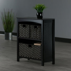 Winsome Wood Terrace 4-piece Storage Shelf Set With 3 Stylish Foldable Baskets For Home Organization & Decor Walnut Solid ,Composite Wood 92401-winsome-wood