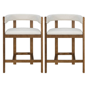 English Elm Christopher Knight Home® - COUNTER Mid-Century Modern 2-Piece Upholstered Barrel Back Stools with Rubberwood Frame and Foam Padding Beige N771P243848D