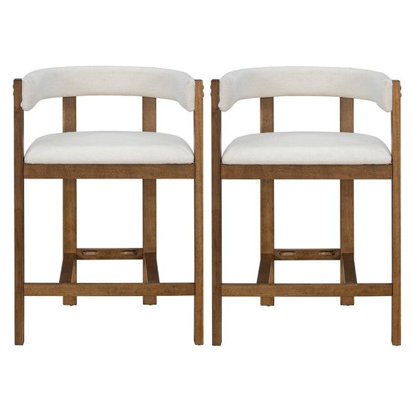 English Elm Christopher Knight Home® - COUNTER Mid-Century Modern 2-Piece Upholstered Barrel Back Stools with Rubberwood Frame and Foam Padding Beige N771P243848D