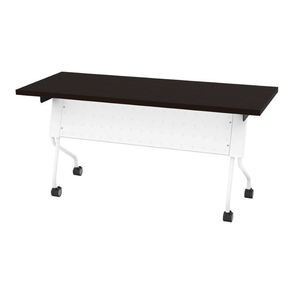 OSP Home Furnishings 5' Flip Top Nesting Training Table with Locking Casters for Classrooms and Offices Espresso White 84225WE