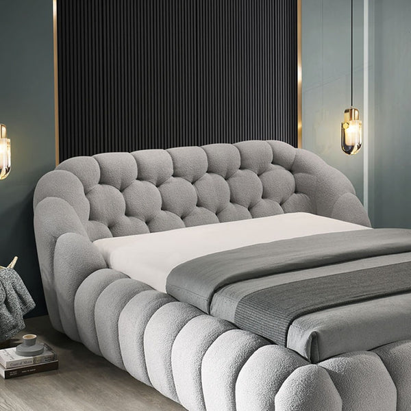 English Elm Eye-catching Gray Chenille Queen Platform Bed Tufted Headboard Modern Bedroom B2741S00824