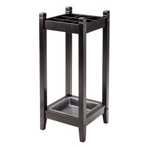 Winsome Wood Jana Stylish Espresso Umbrella Stand With Drip Tray - Holds 9 Umbrellas, Perfect For Entryway Decor! Espresso Solid Wood ,Metal 92411-winsome-wood