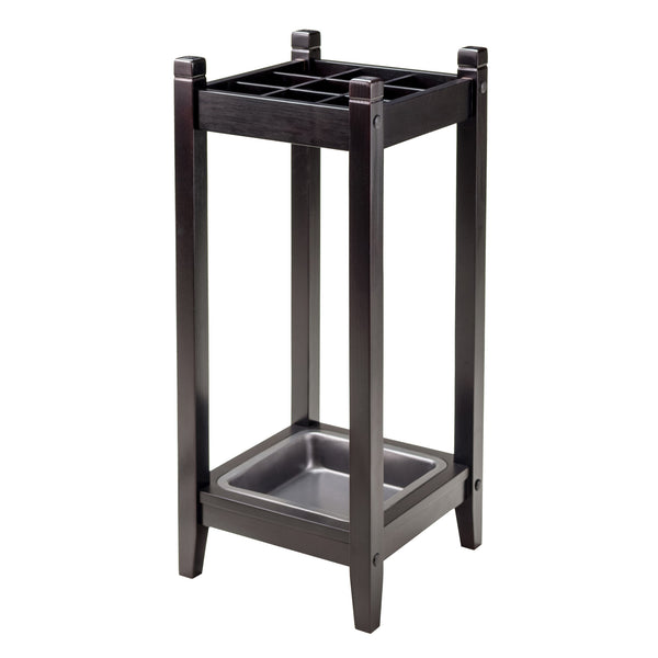 Winsome Wood Jana Stylish Espresso Umbrella Stand With Drip Tray - Holds 9 Umbrellas, Perfect For Entryway Decor! Espresso Solid Wood ,Metal 92411-winsome-wood