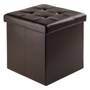 Winsome Wood Ashford Square Storage Ottoman - Versatile Espresso Seat With Hidden Storage For Any Room Espresso Polyurethane 92415-winsome-wood