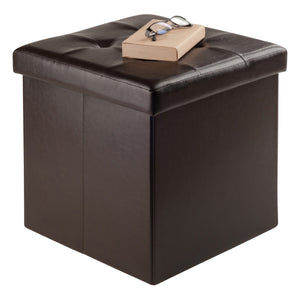 Winsome Wood Ashford Square Storage Ottoman - Versatile Espresso Seat With Hidden Storage For Any Room Espresso Polyurethane 92415-winsome-wood