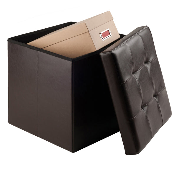Winsome Wood Ashford Square Storage Ottoman - Versatile Espresso Seat With Hidden Storage For Any Room Espresso Polyurethane 92415-winsome-wood