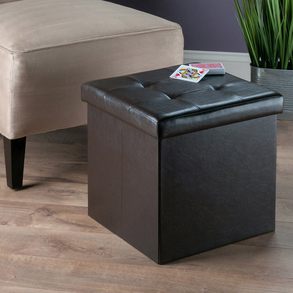 Winsome Wood Ashford Square Storage Ottoman - Versatile Espresso Seat With Hidden Storage For Any Room Espresso Polyurethane 92415-winsome-wood