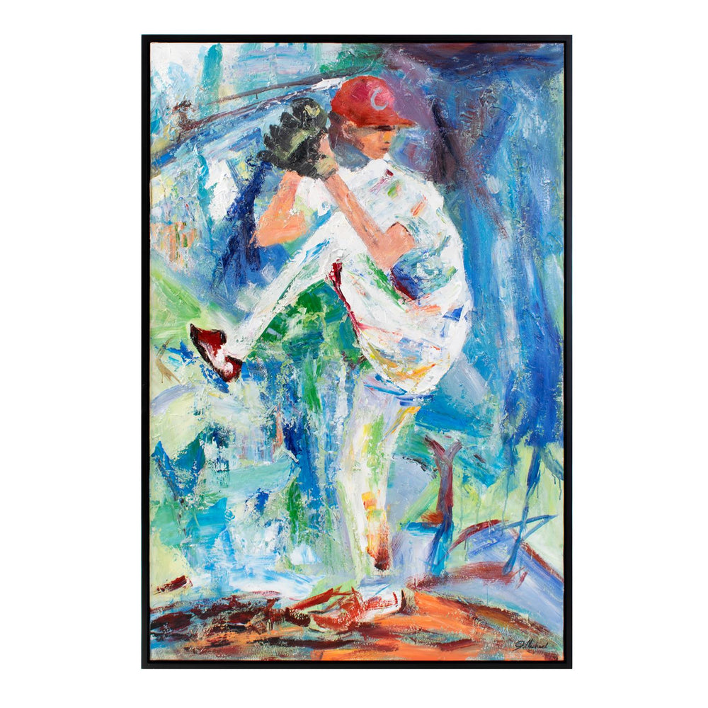 Howard Elliott Wind Up Wall Art - Captivating Baseball Scene In Black Floater Frame, Perfect For Sports Lovers! Multi Canvas,Wood 92416-howard-elliott