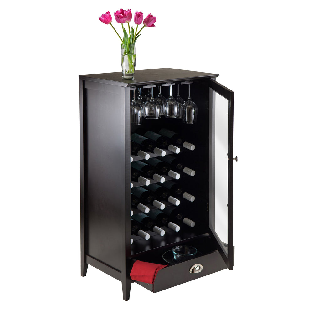 Winsome Wood Bordeaux 20-bottle Wine Cabinet - Elegant Espresso Storage With Glass Rack & Spacious Drawer Espresso Composite Wood 92416-winsome-wood