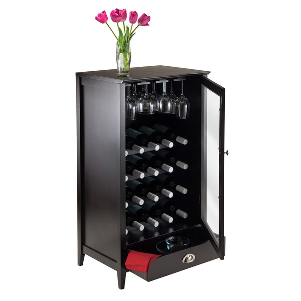 Winsome Wood Bordeaux 20-bottle Wine Cabinet - Elegant Espresso Storage With Glass Rack & Spacious Drawer Espresso Composite Wood 92416-winsome-wood