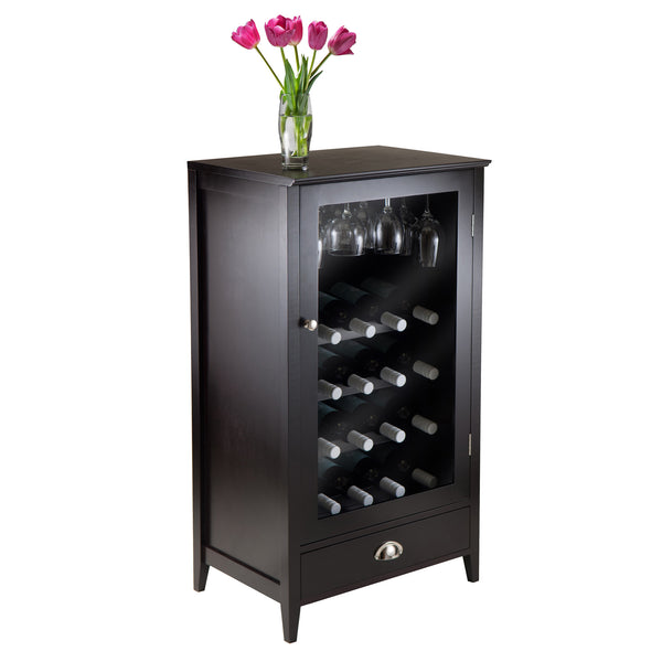 Winsome Wood Bordeaux 20-bottle Wine Cabinet - Elegant Espresso Storage With Glass Rack & Spacious Drawer Espresso Composite Wood 92416-winsome-wood