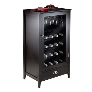 Winsome Wood Bordeaux 20-bottle Wine Cabinet - Elegant Espresso Storage With Glass Rack & Spacious Drawer Espresso Composite Wood 92416-winsome-wood