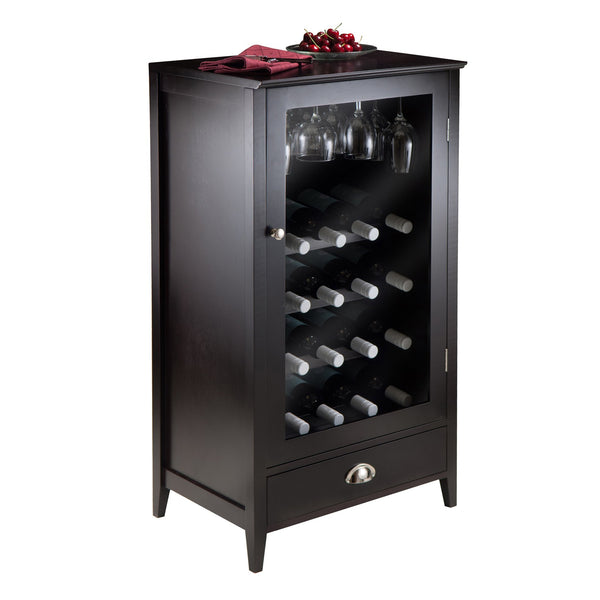 Winsome Wood Bordeaux 20-bottle Wine Cabinet - Elegant Espresso Storage With Glass Rack & Spacious Drawer Espresso Composite Wood 92416-winsome-wood