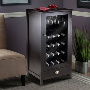 Winsome Wood Bordeaux 20-bottle Wine Cabinet - Elegant Espresso Storage With Glass Rack & Spacious Drawer Espresso Composite Wood 92416-winsome-wood